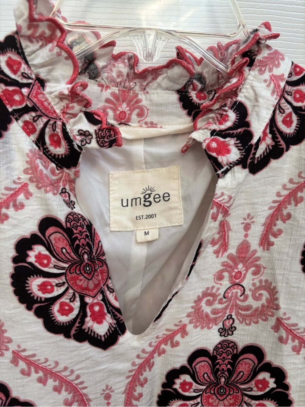 Umgee Floral Ruffle Fully Lined Shift Dress w/ Ruffle Shoulders, Size M, EUC - Picture 3 of 5